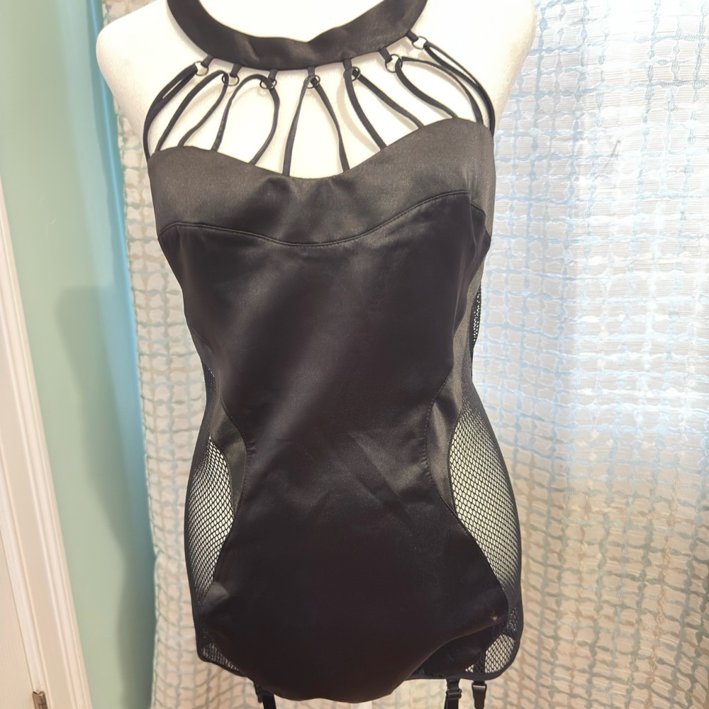 Black Halter Neck with Mesh Accents
